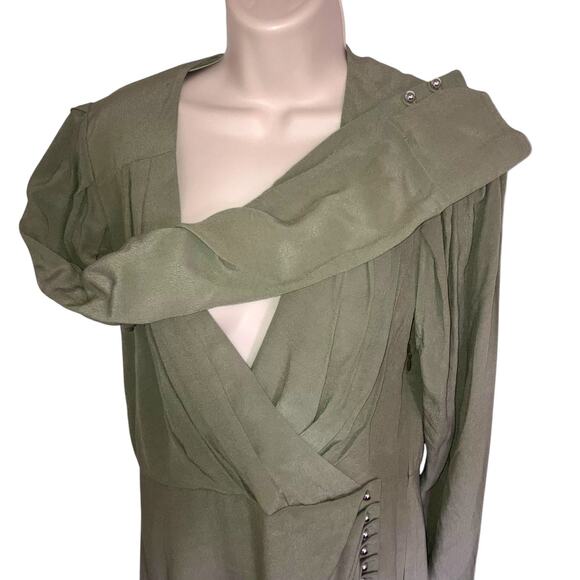NWT Jonathan Simkhai Olivine Leilani  Faux Wrap Long-sleeve Mini Dress -sz 8 - Picture 7 of 10